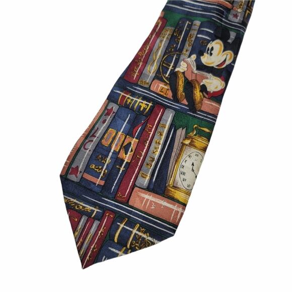 Disney Mickey & Co. Men's Necktie Goofy Library Books All Silk Tie Mickey Mouse - Picture 3 of 8